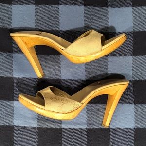 Gucci Cream Monogram Canvas Heels